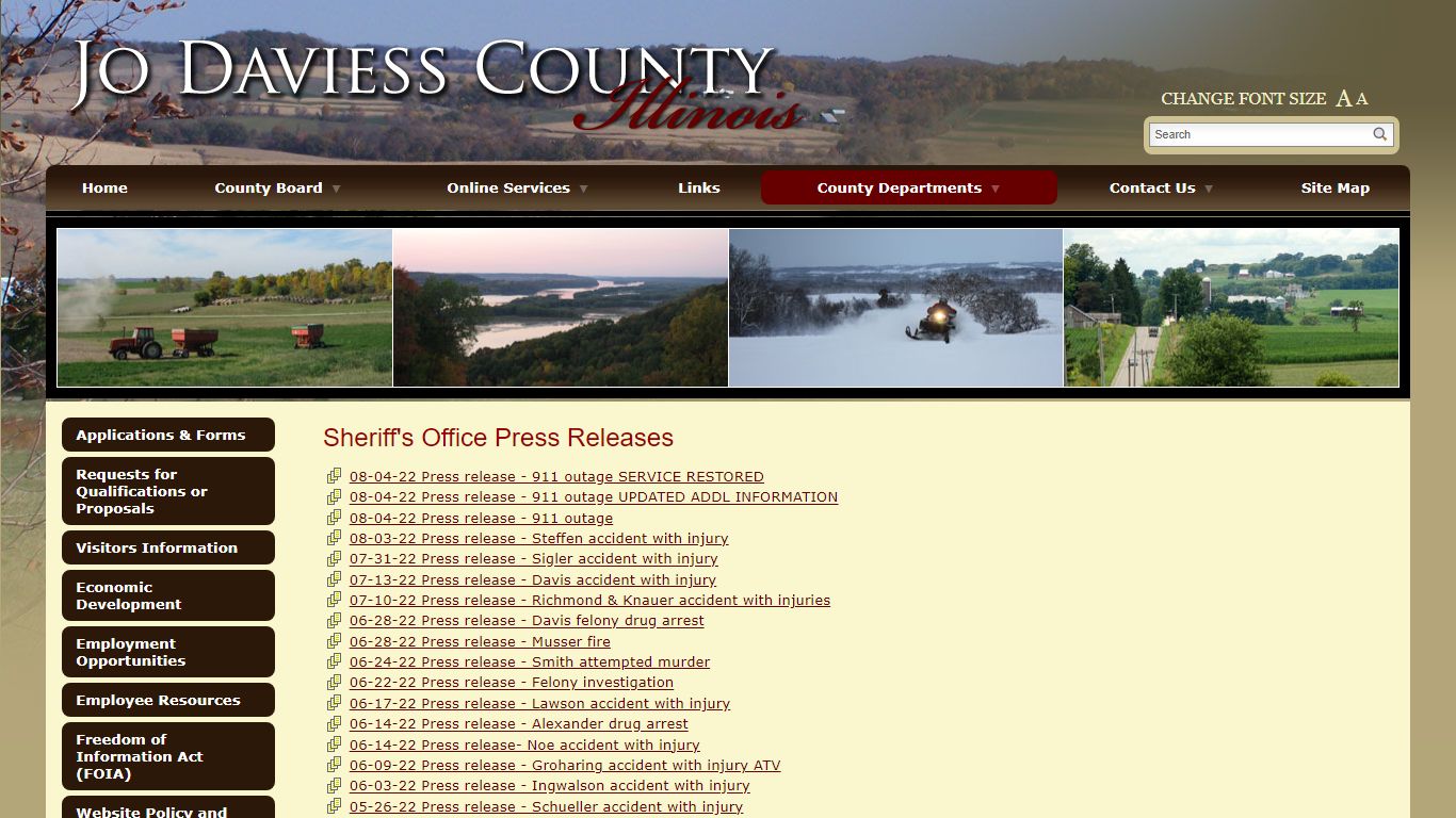 Sheriff Press Releases - Welcome to Jo Daviess County, Illinois